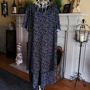 98 Gramercy blue bamboo print dress with built in slip sz 20